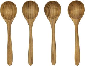 img 3 attached to 🥄 FAAY Teak Soup Spoons: Round Wooden Tableware and Flatware Handmade with High Moisture-Resistant Teak - Healthy and Eco-Friendly Utensils