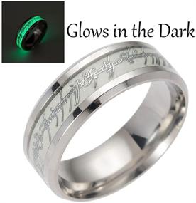 img 1 attached to 💍 8mm Wide Stainless Steel Glow in The Dark Rings for Men or Women Couples Matching Black Wedding Bridal Ring by Ginger Lyne Fashion Jewelry