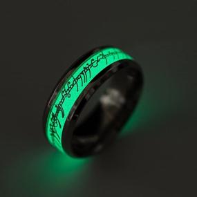 img 2 attached to 💍 8mm Wide Stainless Steel Glow in The Dark Rings for Men or Women Couples Matching Black Wedding Bridal Ring by Ginger Lyne Fashion Jewelry