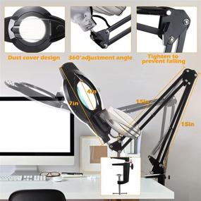 img 1 attached to 🔍 Лупа с ярким дневным светом NUEYiO Ultra-Bright LED с 4.1-дюймовой стеклянной линзой, яркостью 2200 люмен с плавной регулировкой яркости, маневренными руками и светодиодным освещением для ремесел, ремонтных работ, тонкой работы - увеличение 2.25X (черный)
