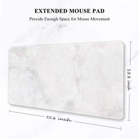 img 3 attached to 🖱️ Auhoahsil Large Gaming Mouse Pad, Full Desk XXL Extended Mouse Pad 35" X 15", Waterproof Desk Mat with Stitched Edges, Non-Slip Laptop Computer Keyboard Mousepad for Office and Home, White Marble Design