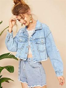 img 2 attached to Floerns Women's Long Sleeve Denim Jean Jacket: Classic Button-Down Style &amp; Easy Wash Fabric