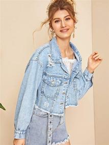 img 1 attached to Floerns Women's Long Sleeve Denim Jean Jacket: Classic Button-Down Style &amp; Easy Wash Fabric