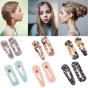 img 3 attached to Chic and Colorful Acrylic Resin Hair Clips Set - 12 Pieces Geometric Alligator Hair Clips for Women and Girls