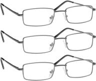 skyway 3 pack blue light blocking reading glasses for men and women - comfort metal frame, uv protection, and readers logo