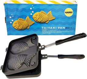 img 4 attached to 🐟 Happy Sales Taiyaki Pan - Black, Fish Shaped Mold, 8W x 2H x 12L inches