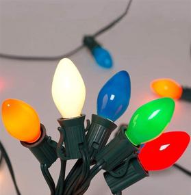 img 4 attached to SUNSGNE 25Ft LED Christmas Lights, C7 Multi-color LED Christmas Lights with 27 Ceramic Bulbs (2 Spare), Vintage Hanging Lights for Indoor Outdoor Christmas Decor, Green Wire