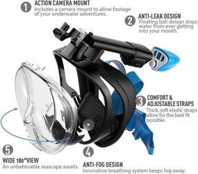 img 2 attached to 🤿 G2RISE SN01 Full Face Snorkel Mask: Detachable Mount, Anti-Fog, Foldable Design - Perfect for Adults, Kids, Men & Women!