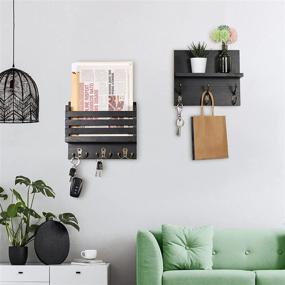 img 3 attached to 📬 Tikea Wall-Mounted Mail Holder: Stylish Wood Key Hanger with Collapsible Decorative Shelf, Key Hooks, and Extra Felt Memo Board