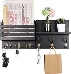 img 4 attached to 📬 Tikea Wall-Mounted Mail Holder: Stylish Wood Key Hanger with Collapsible Decorative Shelf, Key Hooks, and Extra Felt Memo Board