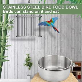 img 2 attached to 🐦 Bird Feeding Dish Cups Set of 3 - Stainless Steel Parrot Food Bowl with Clamp Holder for Cockatiel, Conure, Budgies, Parakeet, Macaw, Finches, Lovebirds & Small Animals in Birdcage Coop