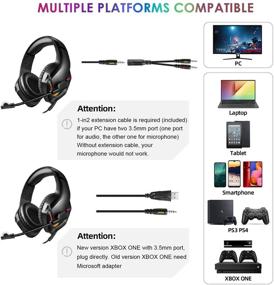 img 1 attached to 🎧 Gaming Headset with Mic - INHANDA Xbox One, PS4, PS5, Switch, PC Compatible - Noise Canceling, Deep Bass Sound - RGB LED Light - Black