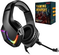 🎧 gaming headset with mic - inhanda xbox one, ps4, ps5, switch, pc compatible - noise canceling, deep bass sound - rgb led light - black логотип