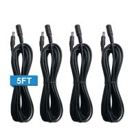 💡 5ft (1.5m) 18awg dc 12v power adapter extension cord cable: 2.1mm x 5.5mm m/f plug - for cctv security surveillance wireless ip cameras, dvr, led light strip (4 pack) - max load 10a logo