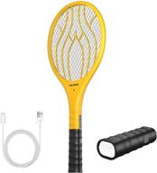 🪰 bug zapper fly swatter with detachable flashlight - 4,000 volt electric fly zapper for indoor and outdoor use - usb charging cable included - yellow logo