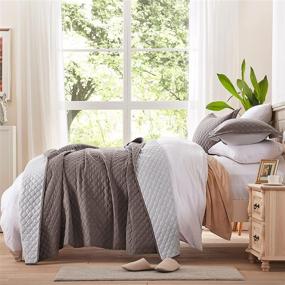 img 1 attached to NexHome Charcoal & Grey Quilt Sets Bedspreads King Size Soft Reversible Coverlet Diamond Quilted - All-Season 3pcs (106” x 96”)