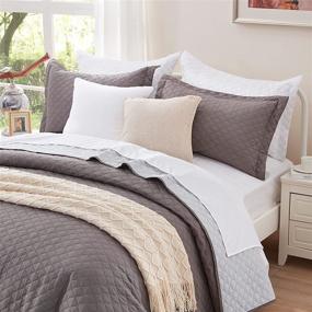 img 2 attached to NexHome Charcoal & Grey Quilt Sets Bedspreads King Size Soft Reversible Coverlet Diamond Quilted - All-Season 3pcs (106” x 96”)