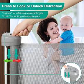 img 1 attached to 🚪 PRObebi Retractable Baby Gate: Secure Indoor/Outdoor Safety for Doorways, Stairs, and Hallways (Grey)