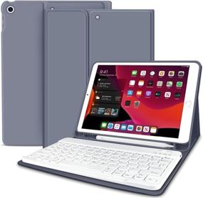 img 4 attached to 📱 KenKe Keyboard Case for iPad 9th, 8th, and 7th Generation (2021/2020/2019) 10.2 Inch – Purple, with Built-in Pencil Holder, Detachable Wireless Bluetooth Keyboard Cover