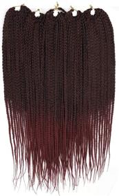 img 3 attached to 🔸 6 Packs of 22-Inch Synthetic Crochet Box Braids Hair Extensions - 15 Strands/Pack (1B-BUG)