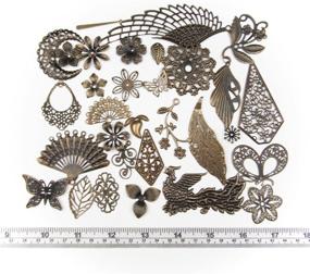 img 2 attached to 📿 50g Mixed Antique Bronze Filigree Charm Pendant Jewelry Findings: ALL in ONE Solution