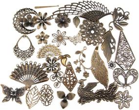 img 4 attached to 📿 50g Mixed Antique Bronze Filigree Charm Pendant Jewelry Findings: ALL in ONE Solution