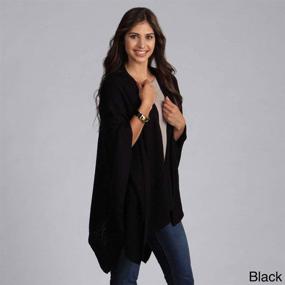 img 2 attached to 🧣 Taleen Knitted Poncho Cape Shawl Wrap with Pockets, 3 Colors (Black), Size 43&#34;X55&#34;