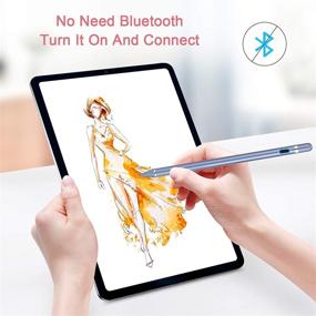 img 2 attached to 🖊️ Rechargeable Stylus Pen for Touch Screens - 1.5mm Fine Point Active Capacitive Stylus Smart Pencil, Digital Pen Compatible with iPad and Most Tablets (Blue)