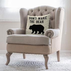 img 1 attached to 🐻 Moslion Don't Wake The Bear Throw Pillow Cover - 18x18 Inch Square Pillow Case for Home and Car Decorative Cotton Linen - Cool Animal Funny Quote in Black and White
