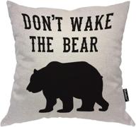 🐻 moslion don't wake the bear throw pillow cover - 18x18 inch square pillow case for home and car decorative cotton linen - cool animal funny quote in black and white logo