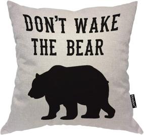 img 4 attached to 🐻 Moslion Don't Wake The Bear Throw Pillow Cover - 18x18 Inch Square Pillow Case for Home and Car Decorative Cotton Linen - Cool Animal Funny Quote in Black and White
