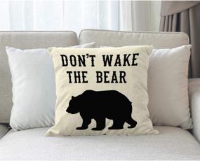 img 3 attached to 🐻 Moslion Don't Wake The Bear Throw Pillow Cover - 18x18 Inch Square Pillow Case for Home and Car Decorative Cotton Linen - Cool Animal Funny Quote in Black and White
