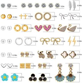 img 3 attached to UHIBROS Cute Hypoallergenic Stainless Steel Stud Earrings Set for Girls - Adorable Jewelry Collection