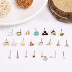 img 2 attached to UHIBROS Cute Hypoallergenic Stainless Steel Stud Earrings Set for Girls - Adorable Jewelry Collection