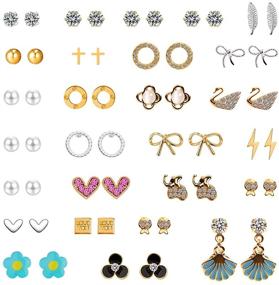 img 4 attached to UHIBROS Cute Hypoallergenic Stainless Steel Stud Earrings Set for Girls - Adorable Jewelry Collection