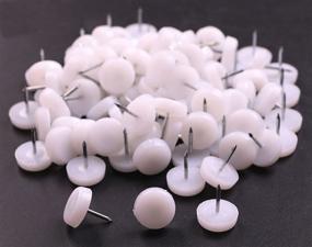 img 2 attached to 100-Pack Shapenty White Nylon Furniture Chair Table Leg Feet Pad Floor Protector Tack Glide Nail, 18 x 5mm