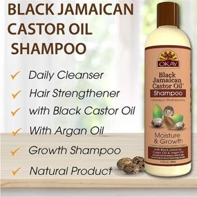 img 1 attached to OKAY Black Jamaican Castor Oil Shampoo: Repair, Moisturize & Grow Healthy Hair | Argan Oil Infused | All Hair Types | Paraben-Free, Silicone-Free, Sulfate-Free | 12 Oz, Pale Yellow