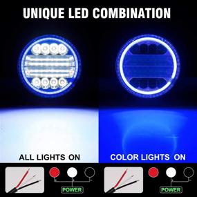 img 3 attached to 🚛 Yorkim 4.5" LED Pods - Bright Off-road Light Bar Combo with Blue Angel Eye Shape and Flash Strobe - Ideal for Trucks, SUVs, ATVs, and More - 2 Pack