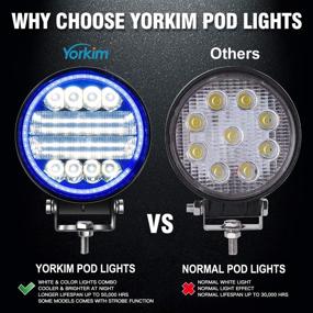 img 2 attached to 🚛 Yorkim 4.5" LED Pods - Bright Off-road Light Bar Combo with Blue Angel Eye Shape and Flash Strobe - Ideal for Trucks, SUVs, ATVs, and More - 2 Pack