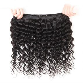 img 2 attached to Brazilian Deep Wave Hair Bundles (16 18 20 дюймов) - 100% непереработанные влажные и волнистые человеческие волосы - 10A кучерявое наращивание волос естественного цвета (16 18 20)