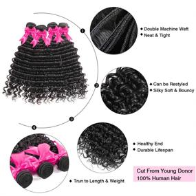 img 1 attached to Brazilian Deep Wave Hair Bundles (16 18 20 дюймов) - 100% непереработанные влажные и волнистые человеческие волосы - 10A кучерявое наращивание волос естественного цвета (16 18 20)