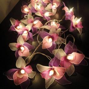 img 2 attached to 🌸 Thai Vintage Handmade 25 Orchid Flower Fairy String Lights - White, Pink, Purple - Perfect Wedding Party Decor 5m/ 1 Set by Thai Decorated