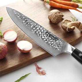 img 2 attached to 🔪 8 Inch Damascus Steel Japanese Chef's Knife - High Carbon 67-Layer VG 10 Damascus Kitchen Knife for Chopping Meat, Sushi, Fruits, and Vegetables - Ergonomic G10 Handle