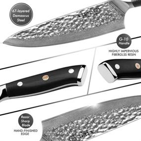 img 1 attached to 🔪 8 Inch Damascus Steel Japanese Chef's Knife - High Carbon 67-Layer VG 10 Damascus Kitchen Knife for Chopping Meat, Sushi, Fruits, and Vegetables - Ergonomic G10 Handle