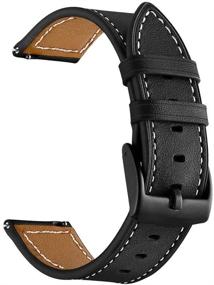 img 2 attached to 2 Pack of LDFAS Compatible 22mm Leather Bands with Black Buckle for Fossil Gen 5 Carlyle/Julianna/Garrett HR, Q Explorist, Gen 5E 44mm, Sport 43mm Smartwatches - Brown+Black