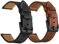 2 pack of ldfas compatible 22mm leather bands with black buckle for fossil gen 5 carlyle/julianna/garrett hr, q explorist, gen 5e 44mm, sport 43mm smartwatches - brown+black logo