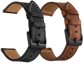 img 4 attached to 2 Pack of LDFAS Compatible 22mm Leather Bands with Black Buckle for Fossil Gen 5 Carlyle/Julianna/Garrett HR, Q Explorist, Gen 5E 44mm, Sport 43mm Smartwatches - Brown+Black