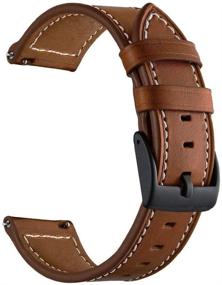 img 1 attached to 2 Pack of LDFAS Compatible 22mm Leather Bands with Black Buckle for Fossil Gen 5 Carlyle/Julianna/Garrett HR, Q Explorist, Gen 5E 44mm, Sport 43mm Smartwatches - Brown+Black