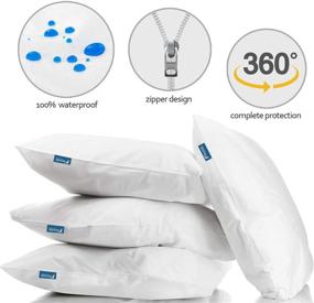 img 1 attached to 🛏️ Queen Pillow Protector Zippered 4 Pack - Skin Friendly 20x30 inch Pillow Covers - Encasement Pillow Case - White