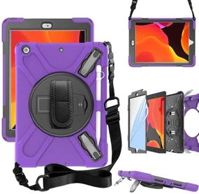 img 4 attached to 📱 ZenRich iPad 10.2 Case with Screen Protector, Pencil Holder, Kickstand, Hand & Shoulder Strap – Purple, 9th/8th/7th Gen, 2021/2020/2019 Released